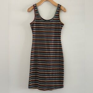 Ambiance Retro 70s Colors Striped Bodycon Tank Dress Sz S